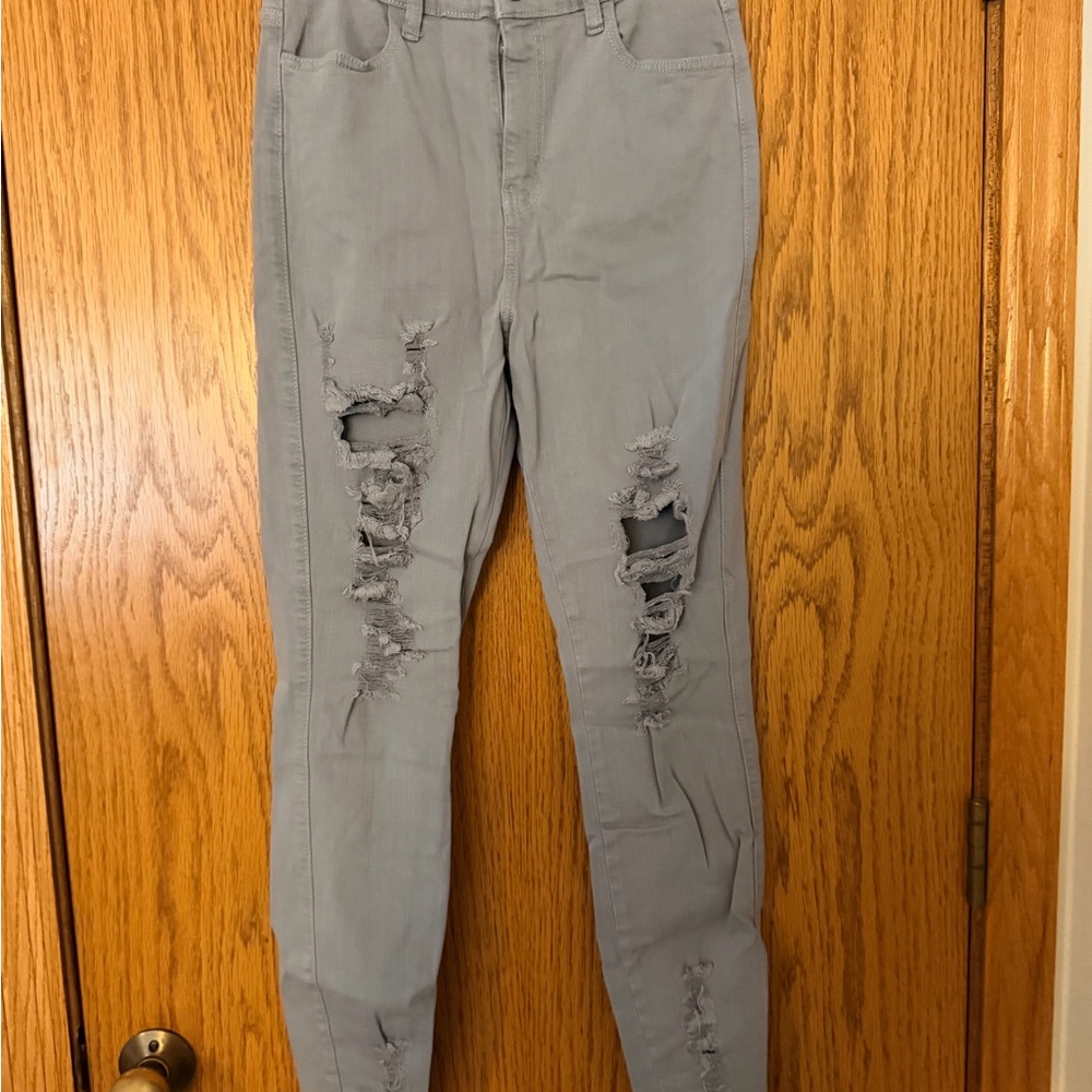 Gray Distressed Skinny Jeans